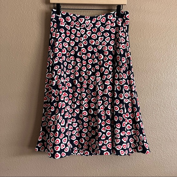 J. Crew Pleated Heart Print Skirt Size 8 - Picture 1 of 12